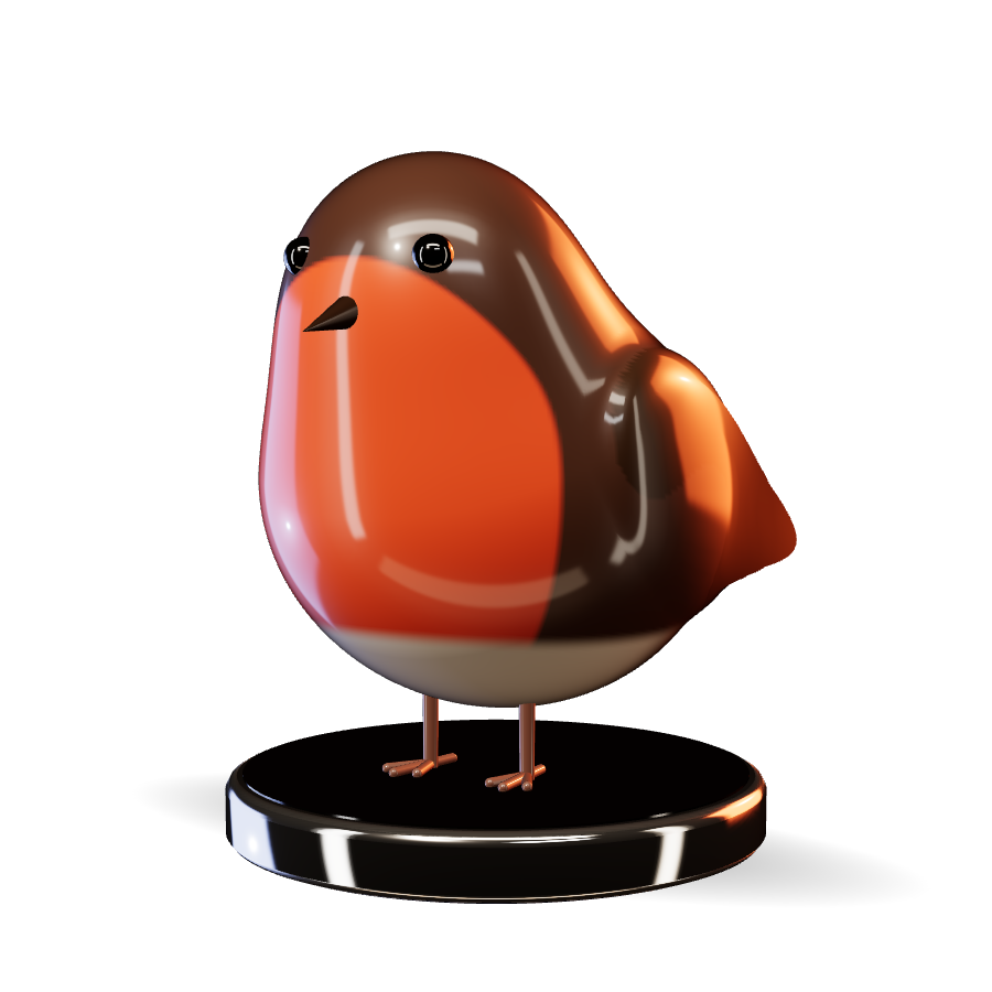 Robin, a lacquered robin figure